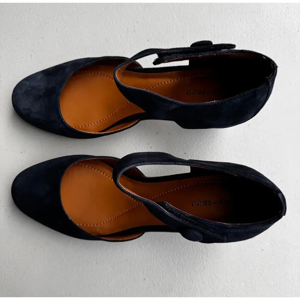 EASY SPIRIT CLARICE SUEDE MARY JANE PUMPS BLOCK HEEL - SIZE 9W